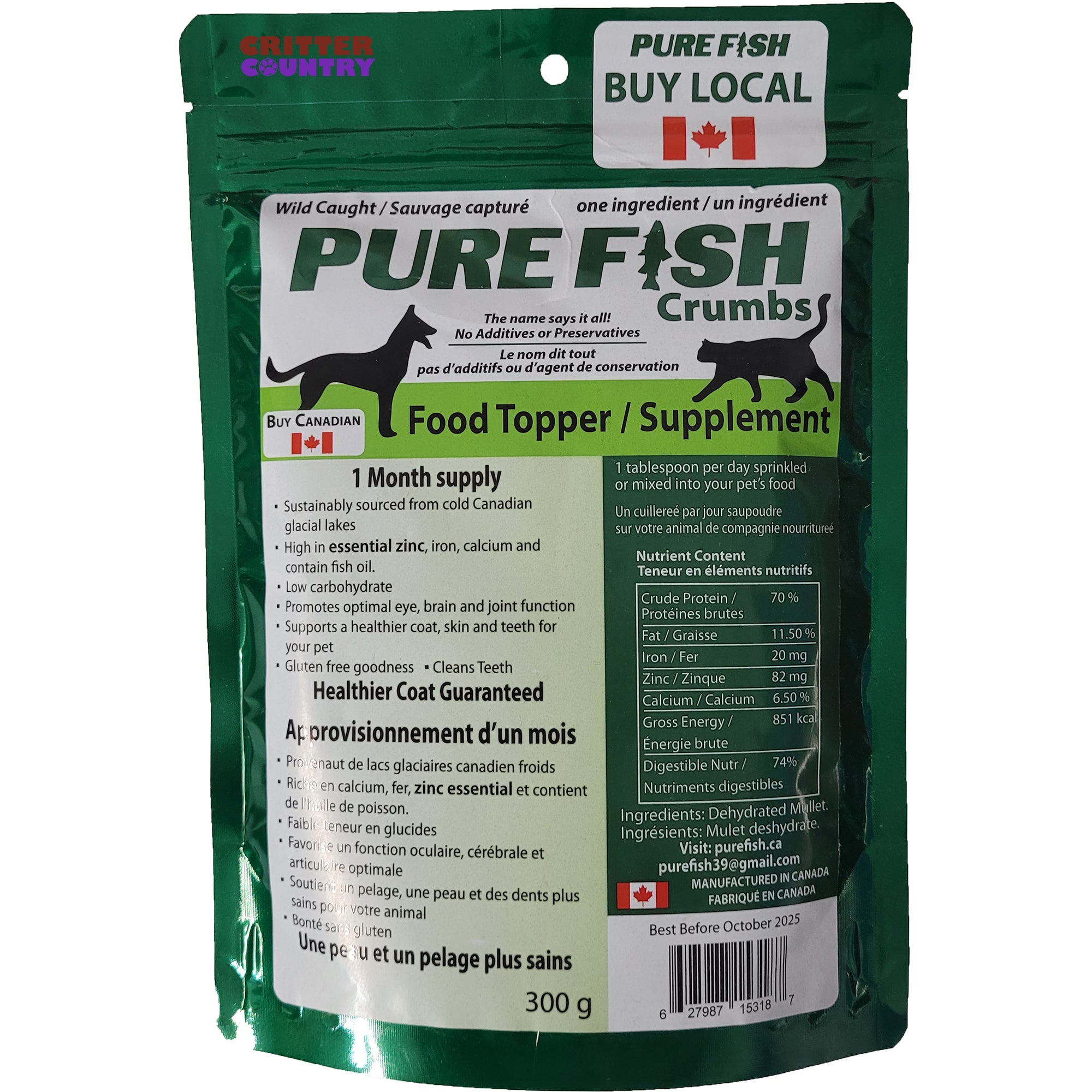 Pure Fish Pet Food Supplement Critter Country Supply Ltd