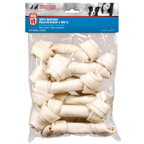 Dogit® 100% Rawhide Knotted Bones (Medium) 8PK - Critter Country Supply Ltd.
