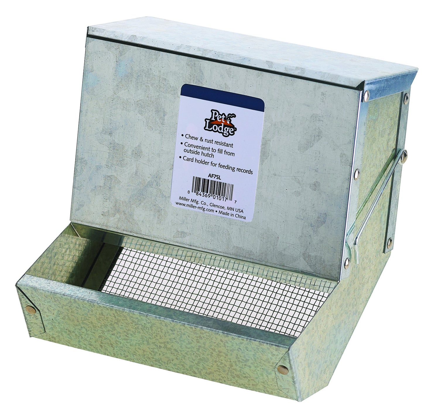 Pet Lodge™ 7" Metal Small Animal Feeder with Lid and Sifter Bottom - Critter Country Supply Ltd.