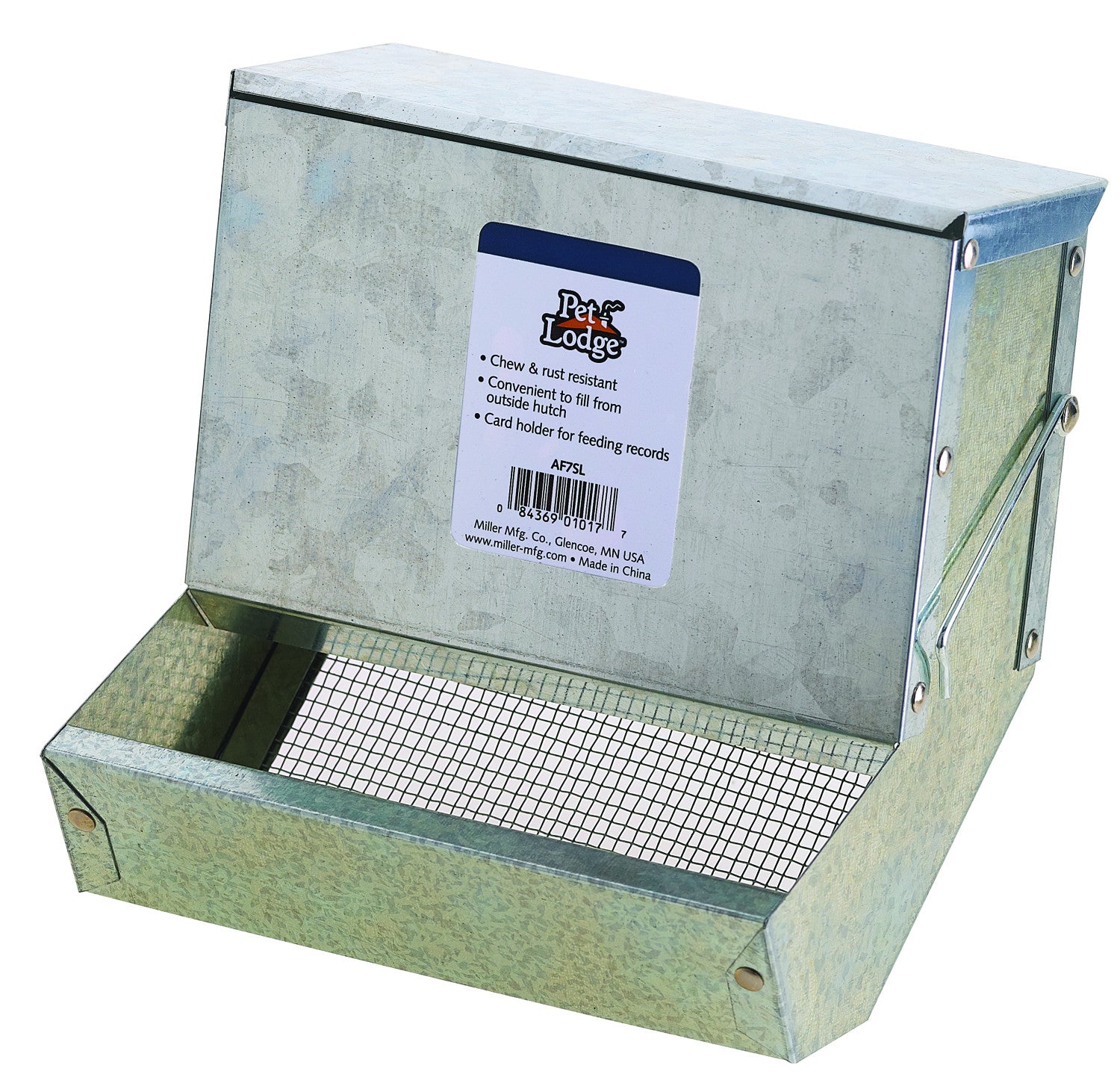 Pet Lodge™ 7" Metal Small Animal Feeder with Lid and Sifter Bottom - Critter Country Supply Ltd.