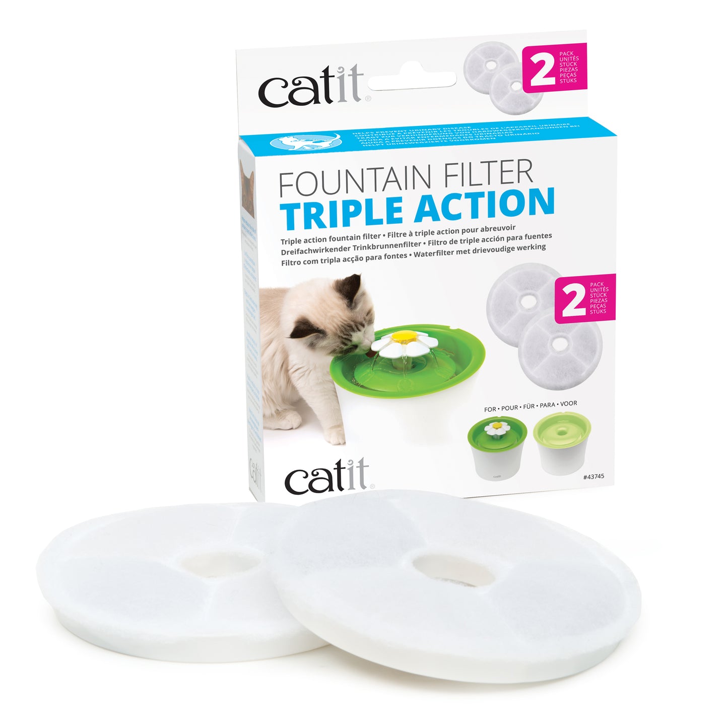 Catit® Triple Action Fountain Filter 2PK