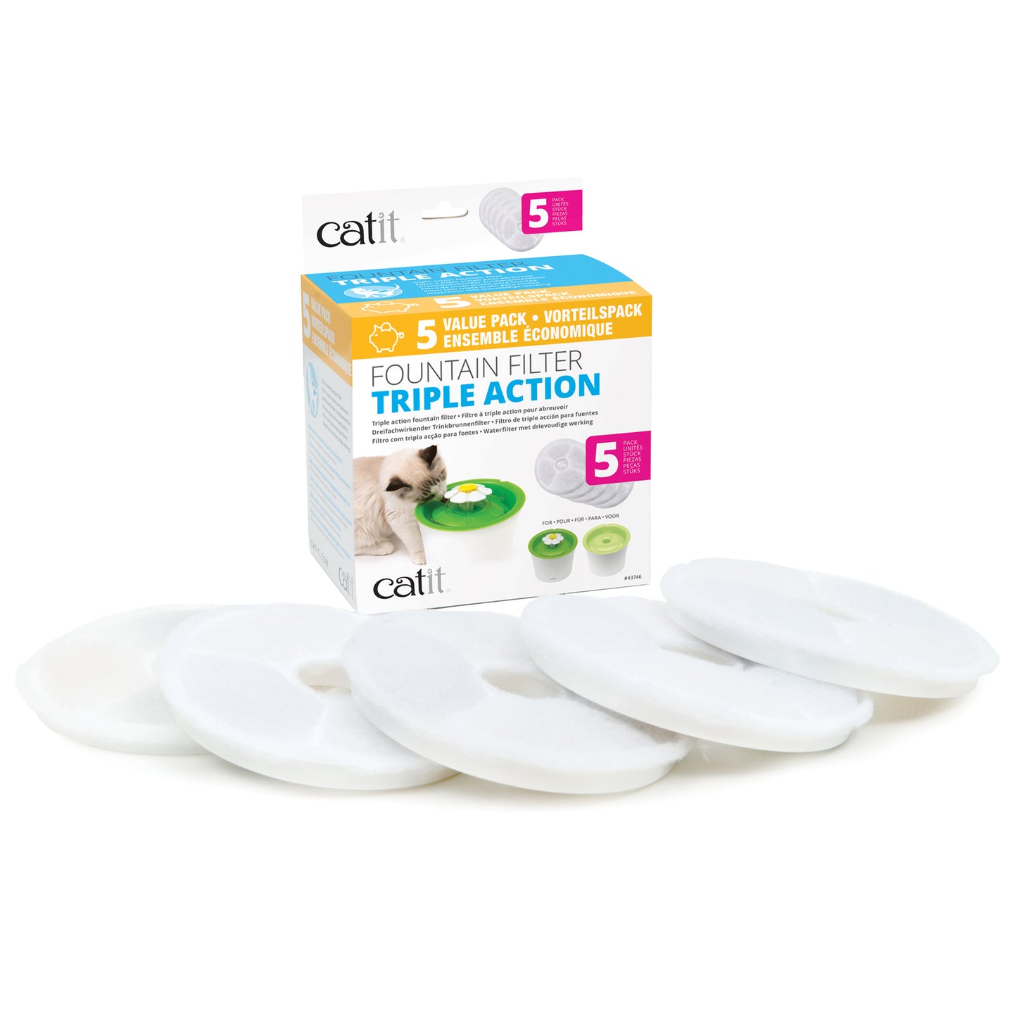 Catit® Triple Action Fountain Filter 5PK