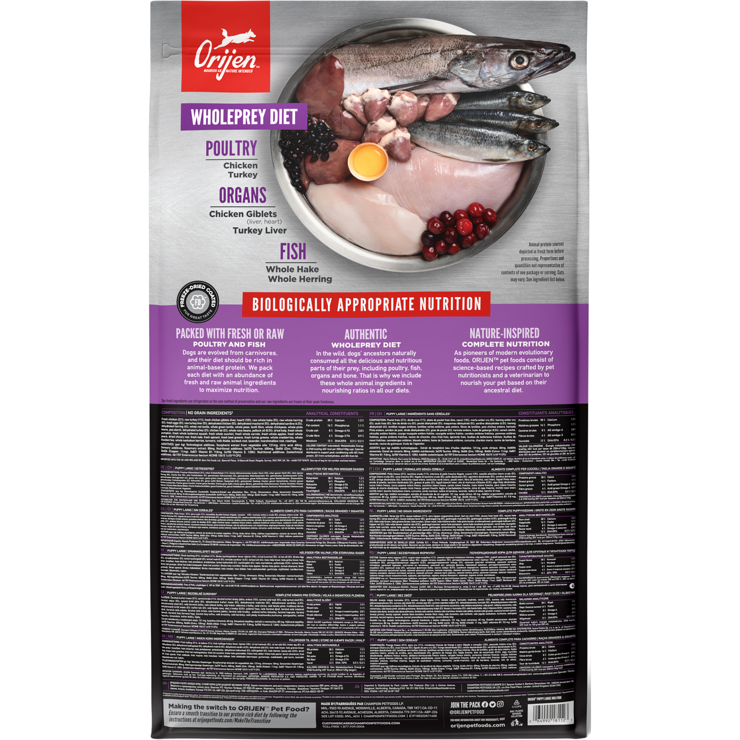 Orijen® PUPPY LARGE Biologically Appropriate™ Dog Food
