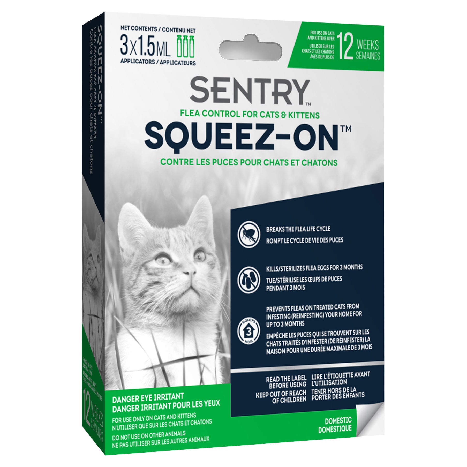 Sentry® Squeez-On™ Flea Control for Cats & Kittens - Critter Country Supply Ltd.