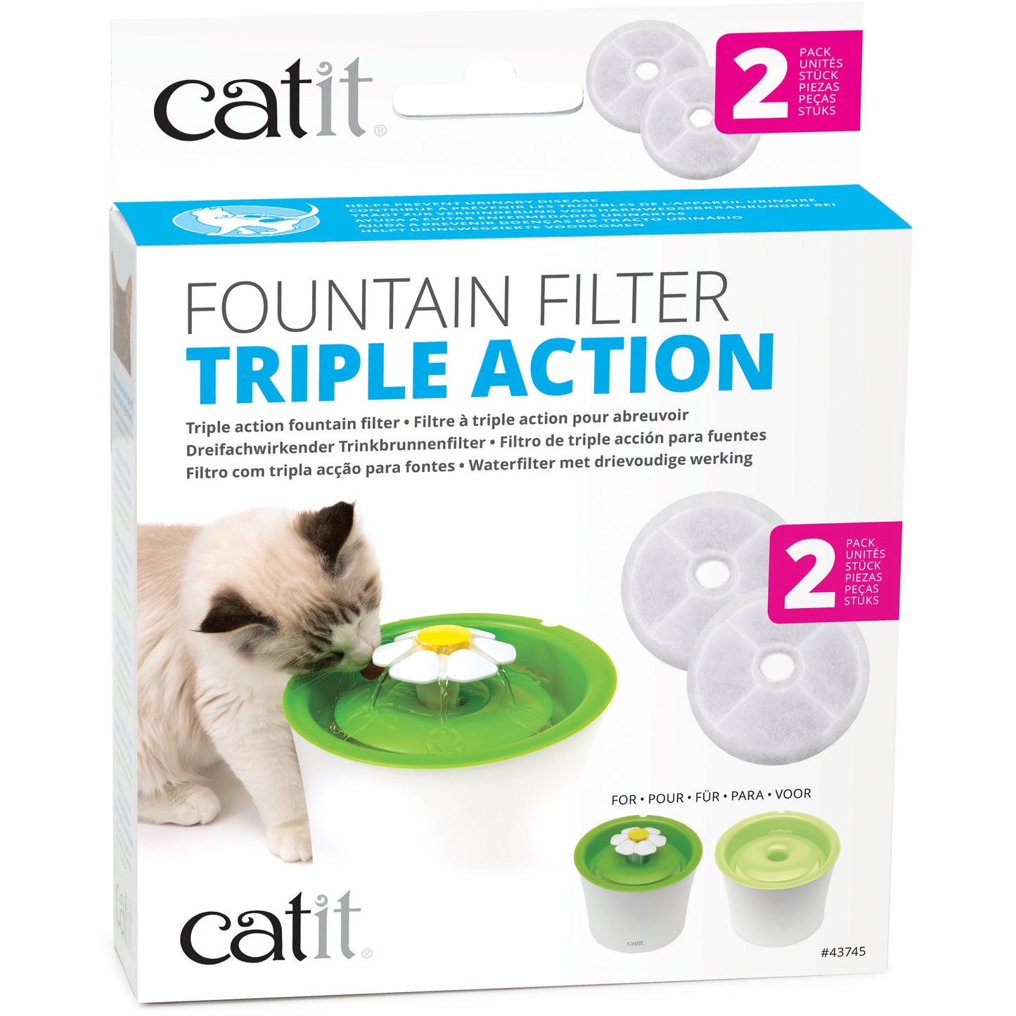 Catit® Triple Action Fountain Filter 2PK