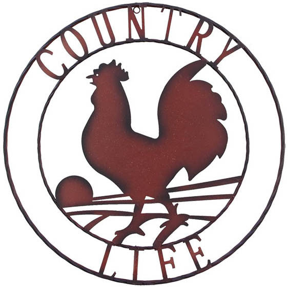 Metal Rooster "COUNTRY LIFE" Sign - Critter Country Supply Ltd.