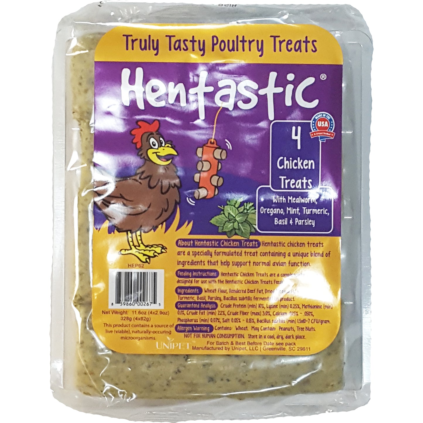 Hentastic® Chicken Treats with Mealworm, Oregano, Mint, Turmeric, Basil & Parsley 11.6oz (4x2.9oz)