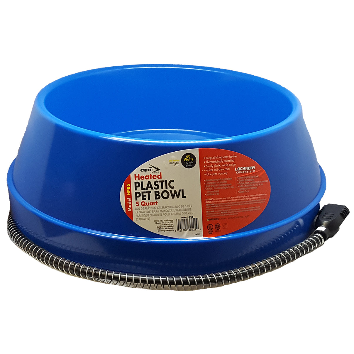 API 5 Quart Plastic Heated Pet Bowl