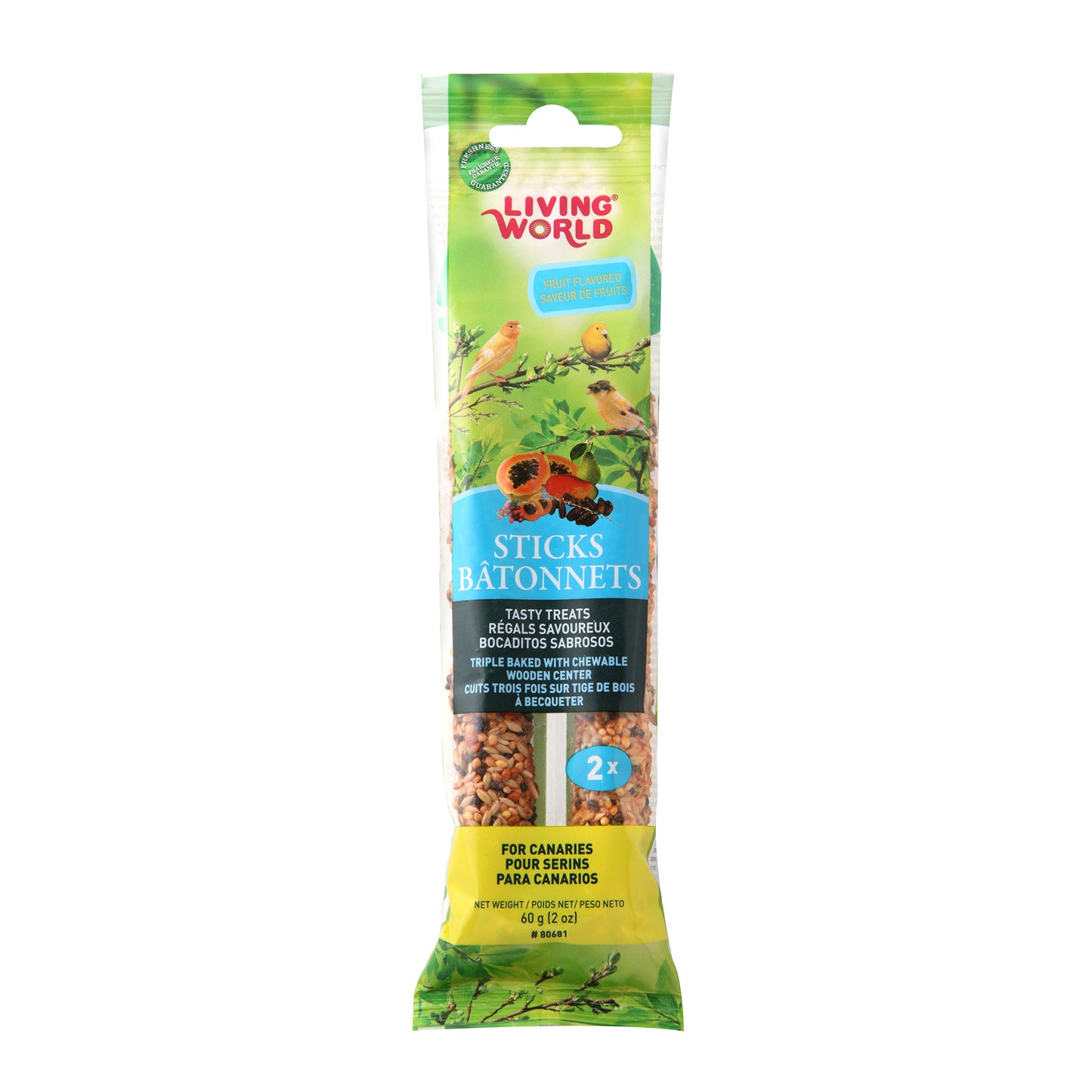 Living World® Canary Sticks - Fruit Flavour 2PK