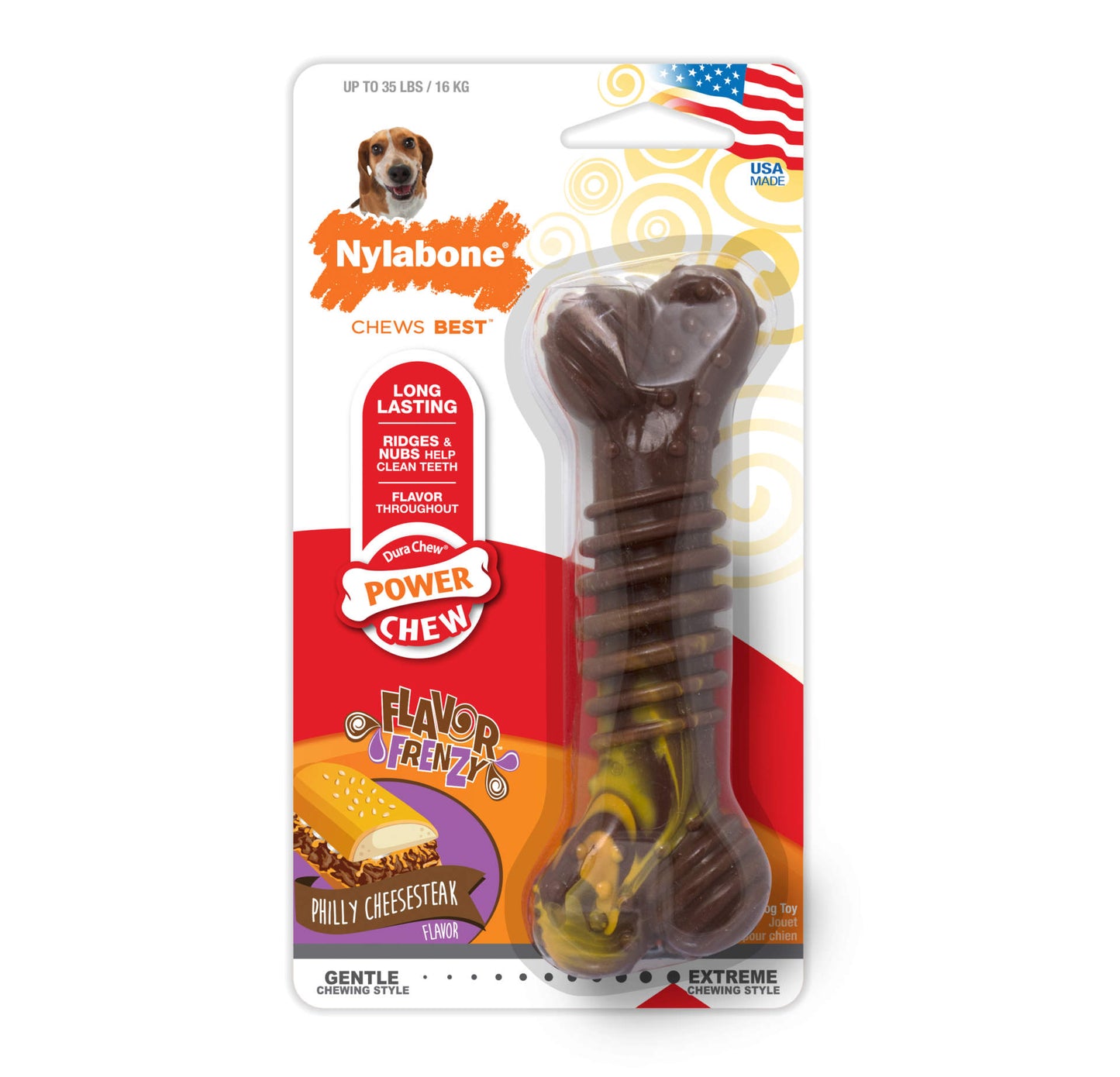 Nylabone® Flavor Frenzy Power Chew Cheesesteak Chew Toy - Critter Country Supply Ltd.
