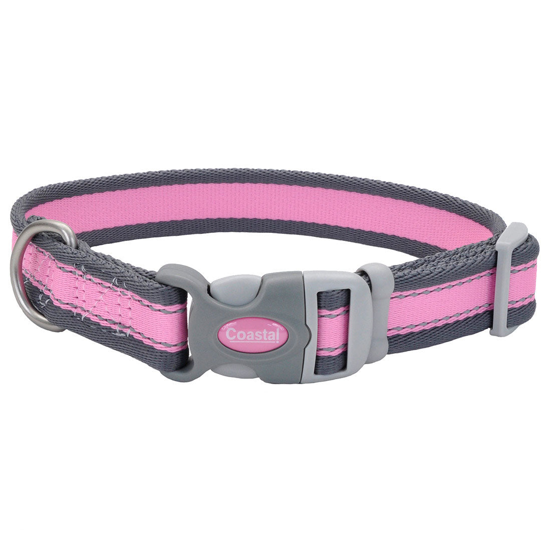 Grey and store pink dog collar