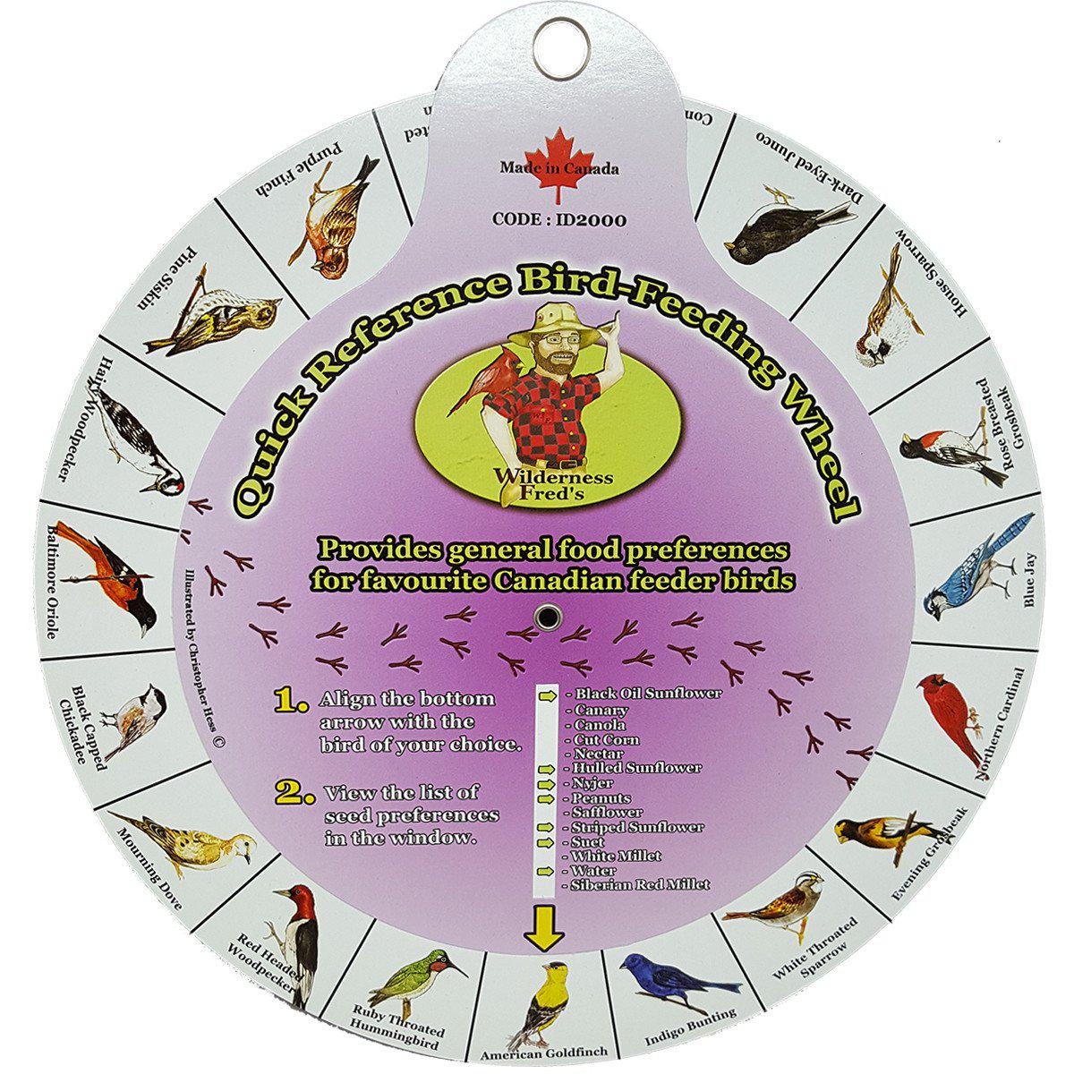 Wilderness Fred's Quick Reference Bird-Feeding Wheel - Critter Country Supply Ltd.