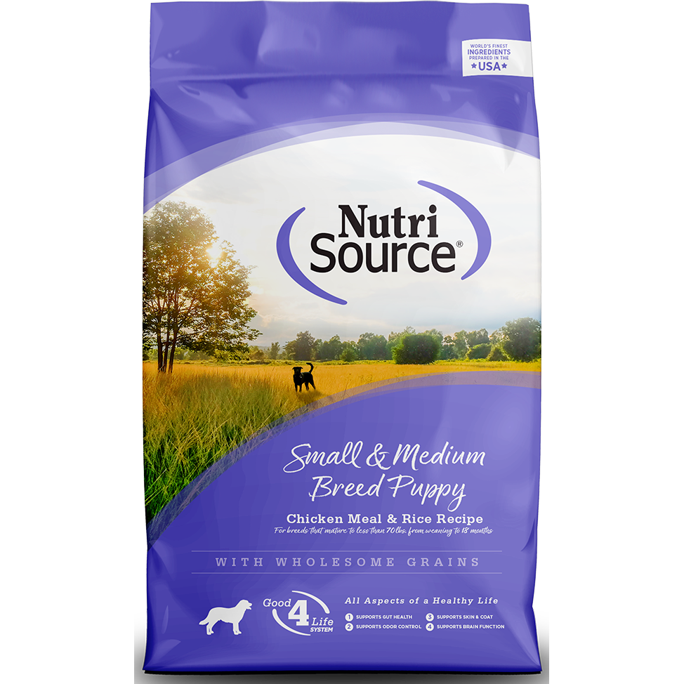 NutriSource® Small & Medium Breed Puppy Chicken Meal & Rice Recipe